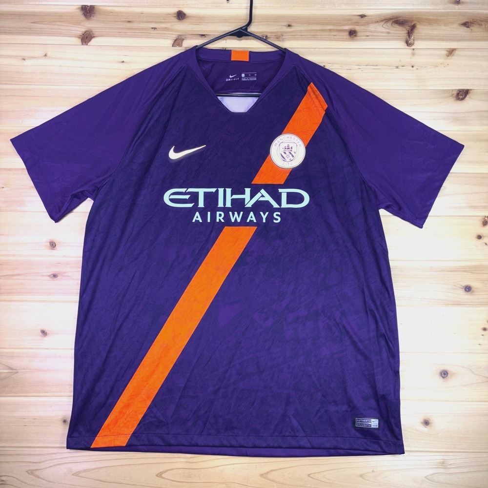 Nike Manchester City 2018-2019 Third Football Jersey Mens XL Dark Purple Dry Fit